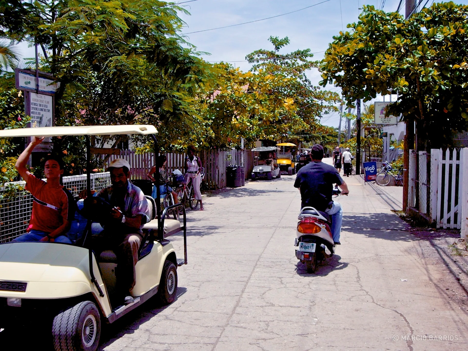 Only motorbikes and golf carts in Sandy Bay Only motorbikes and golf carts in Sandy Bay